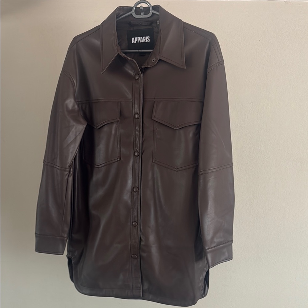 Apparis Riley shacket Brown Faux Leather XS
